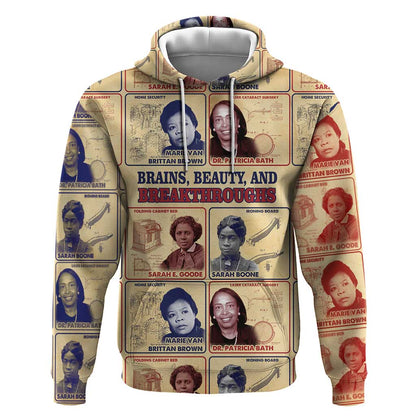 Brains Beauty And Breakthroughs Hoodie Trailblazing Black Women Inventors and Innovators - African Pride