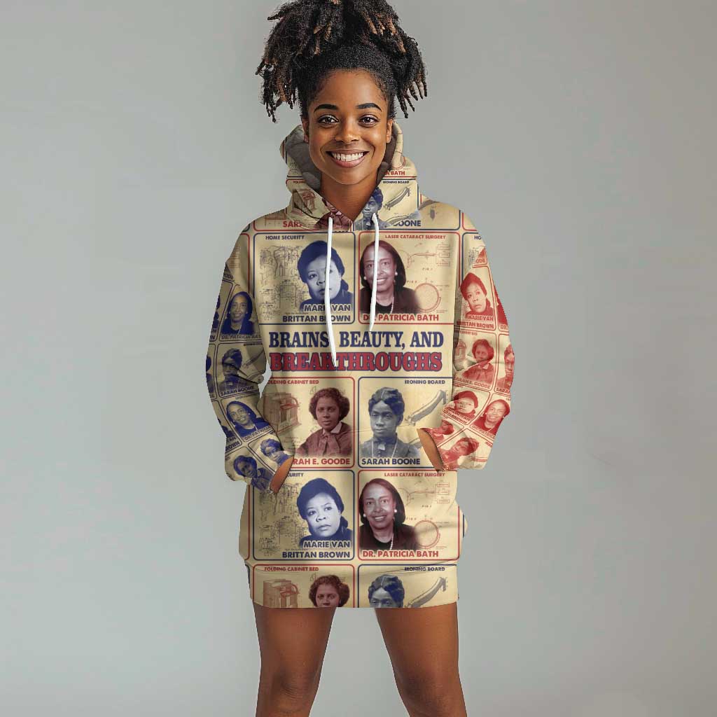 Brains Beauty And Breakthroughs Hoodie Dress Trailblazing Black Women Inventors and Innovators - African Pride