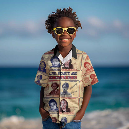 Brains Beauty And Breakthroughs Kid Hawaiian Shirt Trailblazing Black Women Inventors and Innovators - African Pride