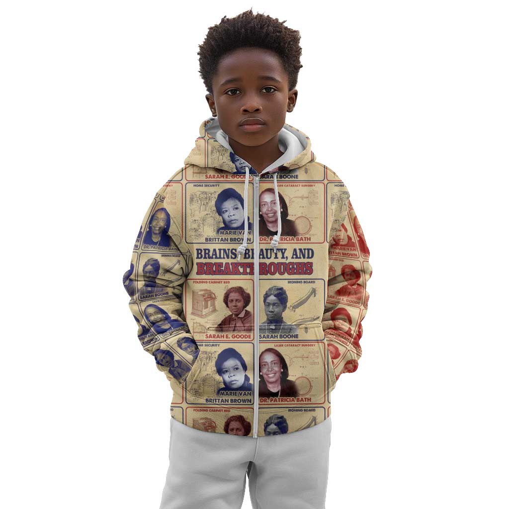 Brains Beauty And Breakthroughs Kid Hoodie Trailblazing Black Women Inventors and Innovators - African Pride