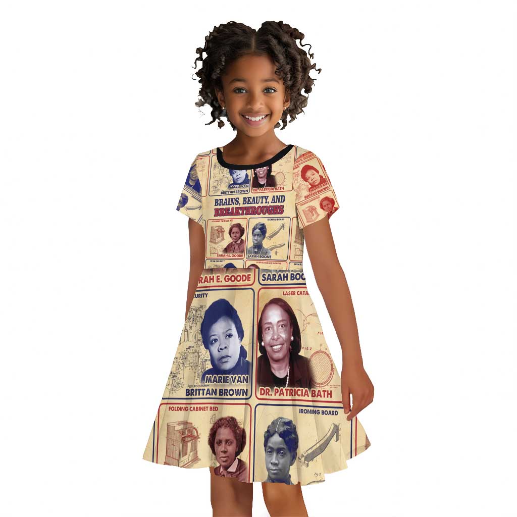 Brains Beauty And Breakthroughs Kid Short Sleeve Dress Trailblazing Black Women Inventors and Innovators - African Pride
