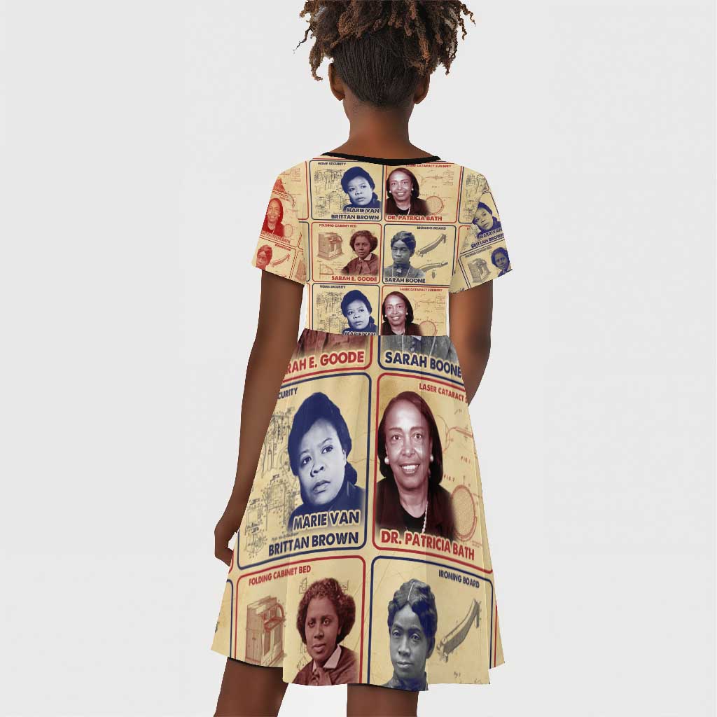 Brains Beauty And Breakthroughs Kid Short Sleeve Dress Trailblazing Black Women Inventors and Innovators - African Pride