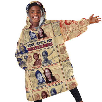 Brains Beauty And Breakthroughs Kid Wearable Blanket Hoodie Trailblazing Black Women Inventors and Innovators - African Pride