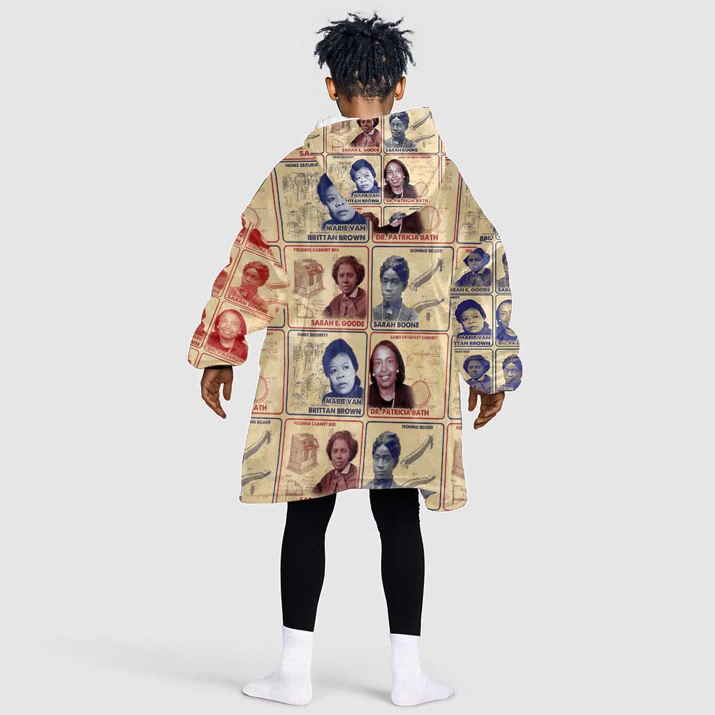 Brains Beauty And Breakthroughs Kid Wearable Blanket Hoodie Trailblazing Black Women Inventors and Innovators - African Pride