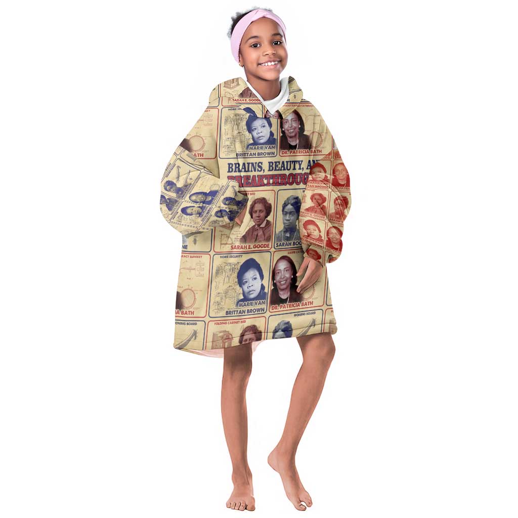 Brains Beauty And Breakthroughs Kid Wearable Blanket Hoodie Trailblazing Black Women Inventors and Innovators - African Pride