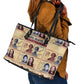 Brains Beauty And Breakthroughs Leather Tote Bag Trailblazing Black Women Inventors and Innovators - African Pride