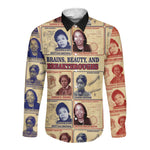 Brains Beauty And Breakthroughs Long Sleeve Button Shirt Trailblazing Black Women Inventors and Innovators - African Pride