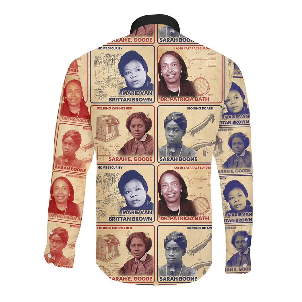 Brains Beauty And Breakthroughs Long Sleeve Button Shirt Trailblazing Black Women Inventors and Innovators - African Pride