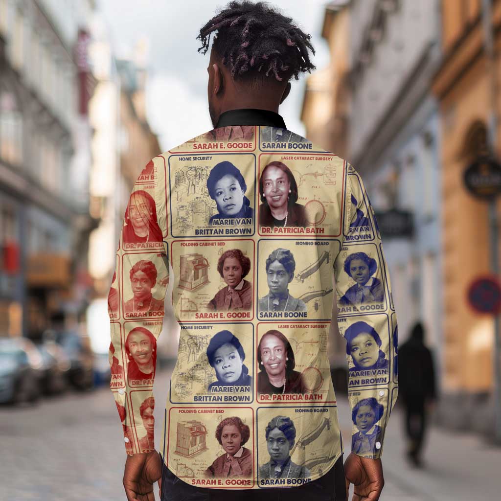 Brains Beauty And Breakthroughs Long Sleeve Button Shirt Trailblazing Black Women Inventors and Innovators - African Pride