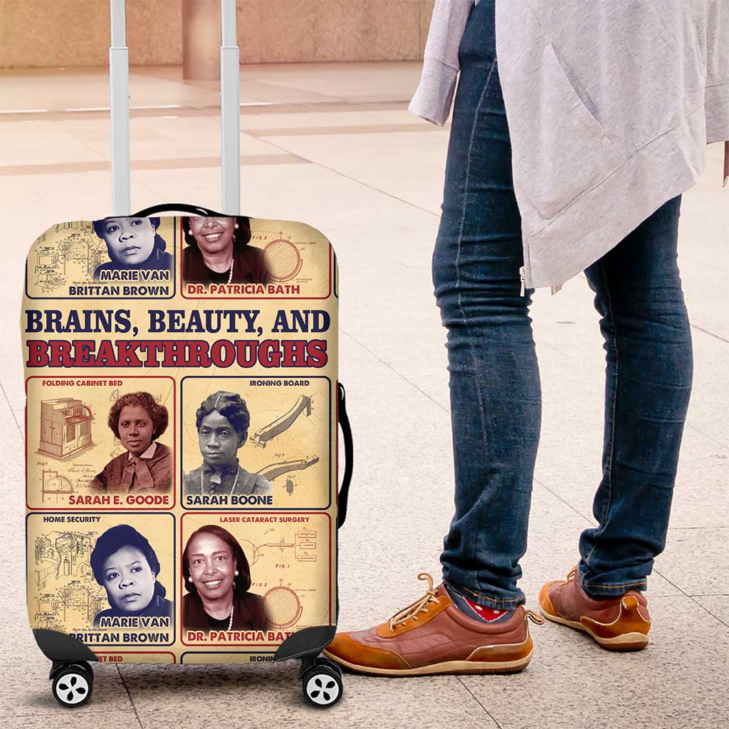 Brains Beauty And Breakthroughs Luggage Cover Trailblazing Black Women Inventors and Innovators - African Pride