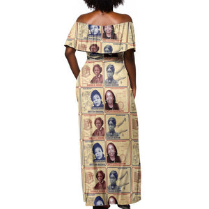 Brains Beauty And Breakthroughs Off Shoulder Maxi Dress Trailblazing Black Women Inventors and Innovators - African Pride