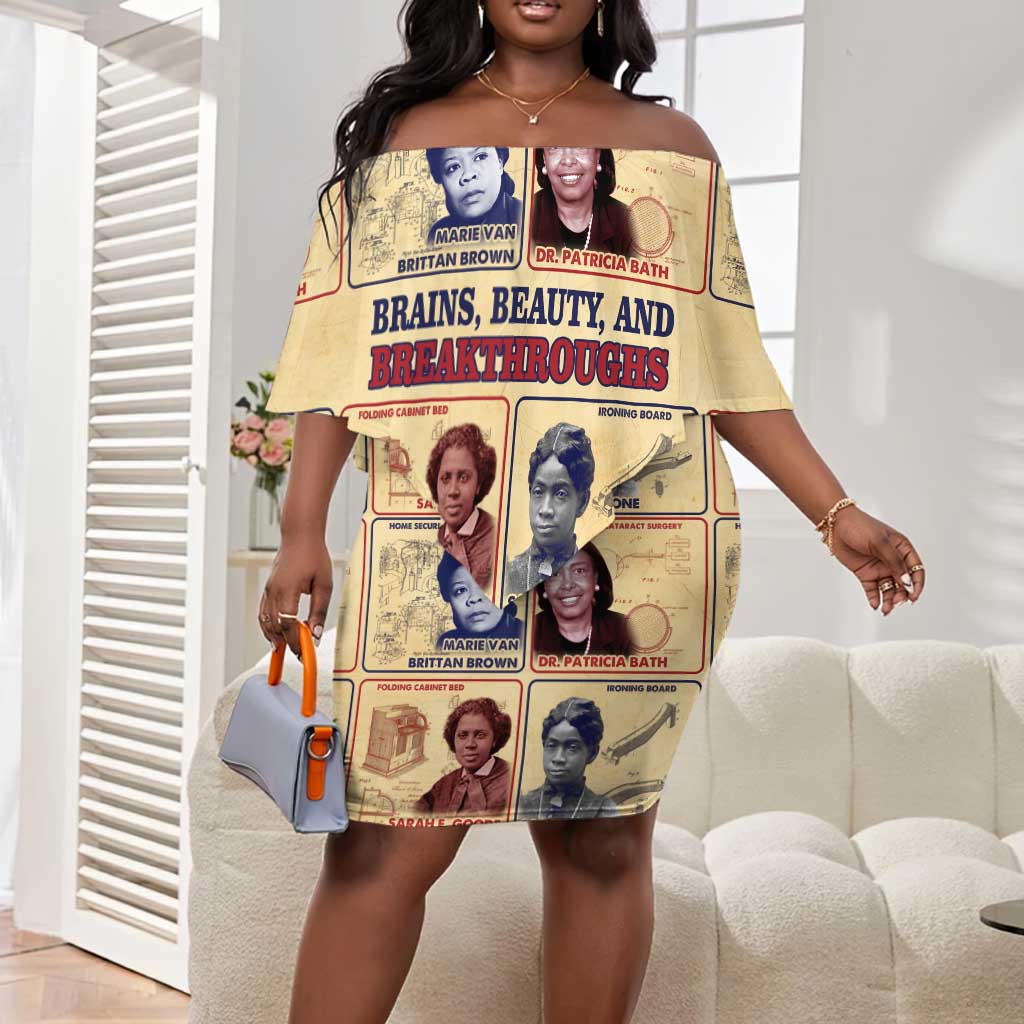 Brains Beauty And Breakthroughs Off Shoulder Short Dress Trailblazing Black Women Inventors and Innovators - African Pride