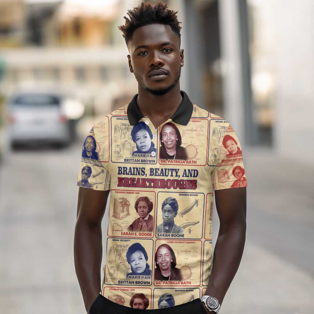 Brains Beauty And Breakthroughs Polo Shirt Trailblazing Black Women Inventors and Innovators - African Pride