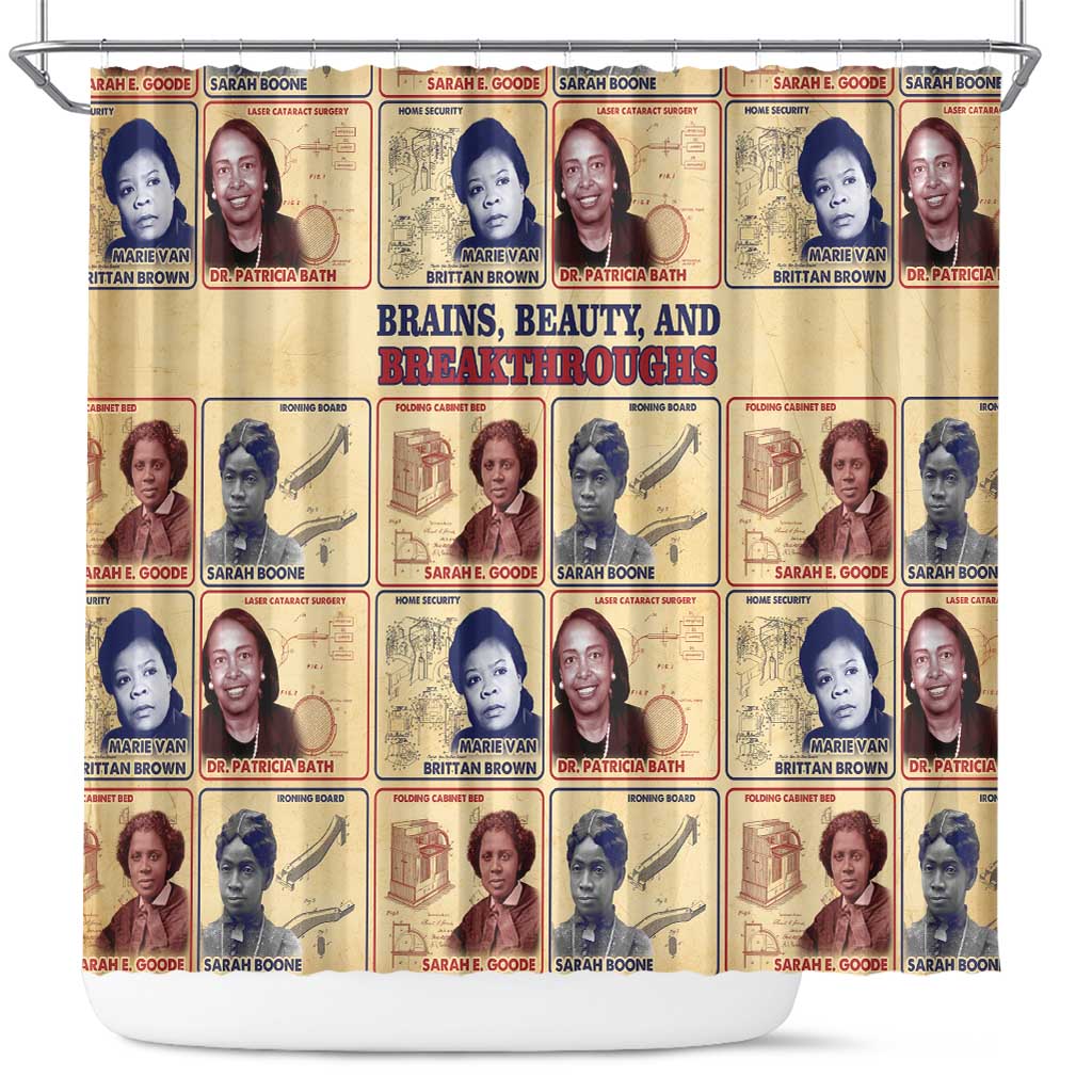 Brains Beauty And Breakthroughs Shower Curtain Trailblazing Black Women Inventors and Innovators - African Pride