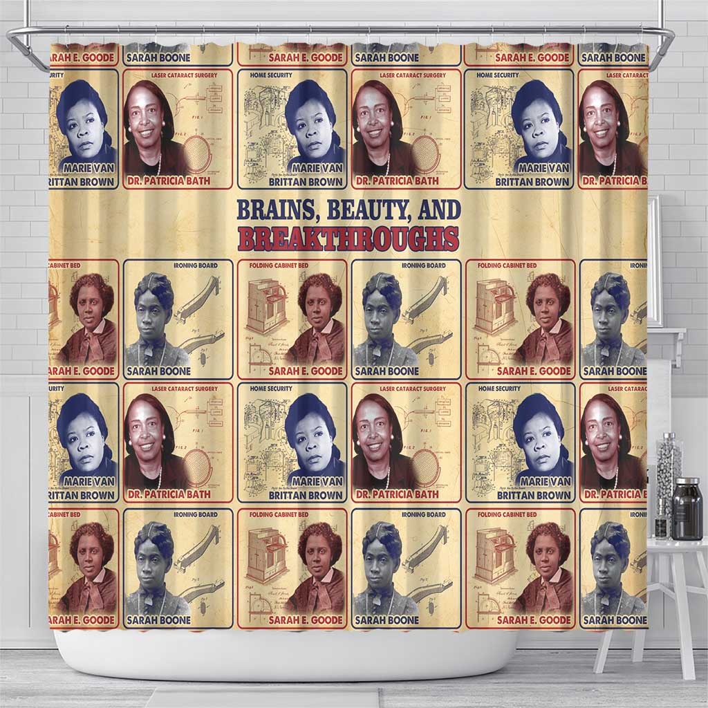 Brains Beauty And Breakthroughs Shower Curtain Trailblazing Black Women Inventors and Innovators - African Pride