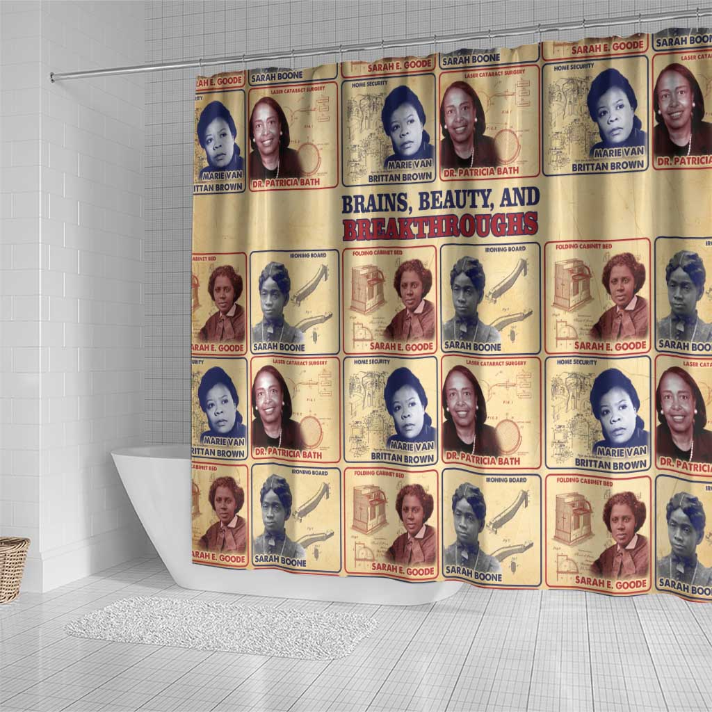Brains Beauty And Breakthroughs Shower Curtain Trailblazing Black Women Inventors and Innovators - African Pride