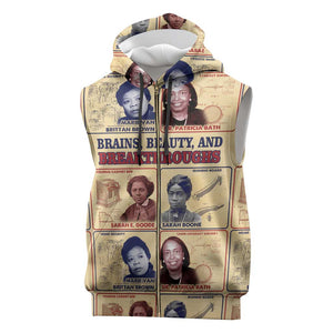Brains Beauty And Breakthroughs Sleeveless Zip Hoodie Trailblazing Black Women Inventors and Innovators - African Pride