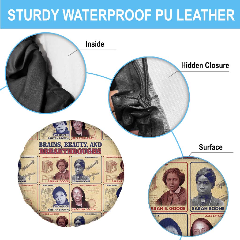 Brains Beauty And Breakthroughs Spare Tire Cover Trailblazing Black Women Inventors and Innovators - African Pride