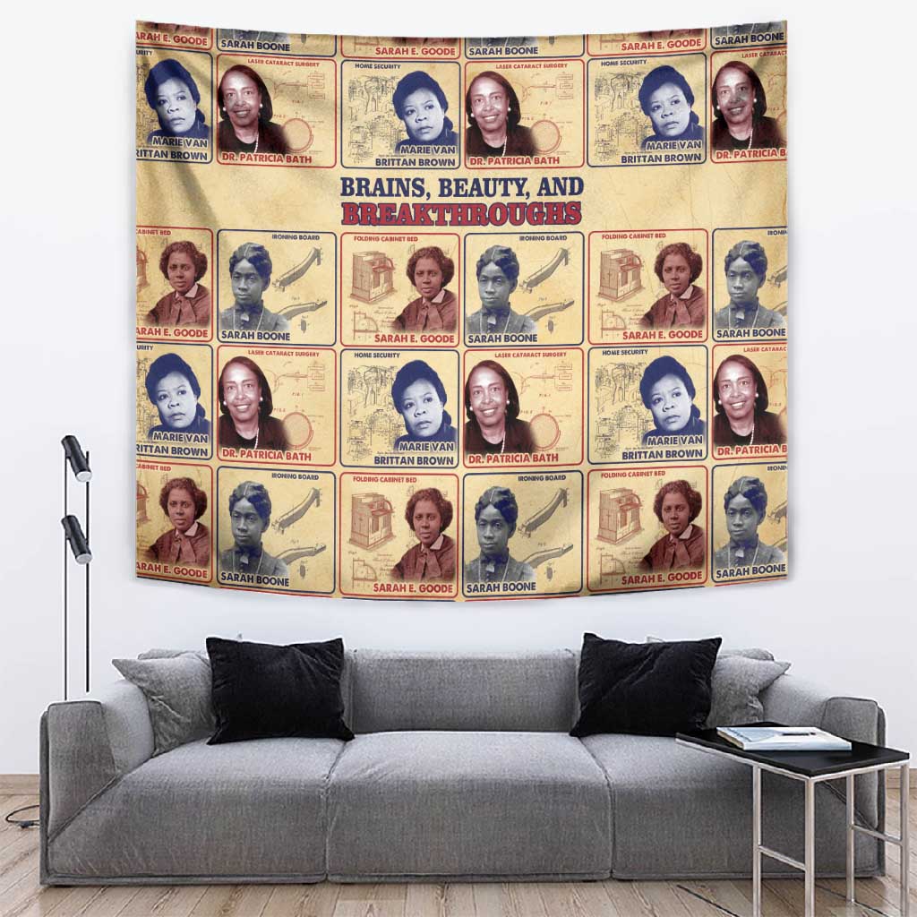 Brains Beauty And Breakthroughs Tapestry Trailblazing Black Women Inventors and Innovators - African Pride