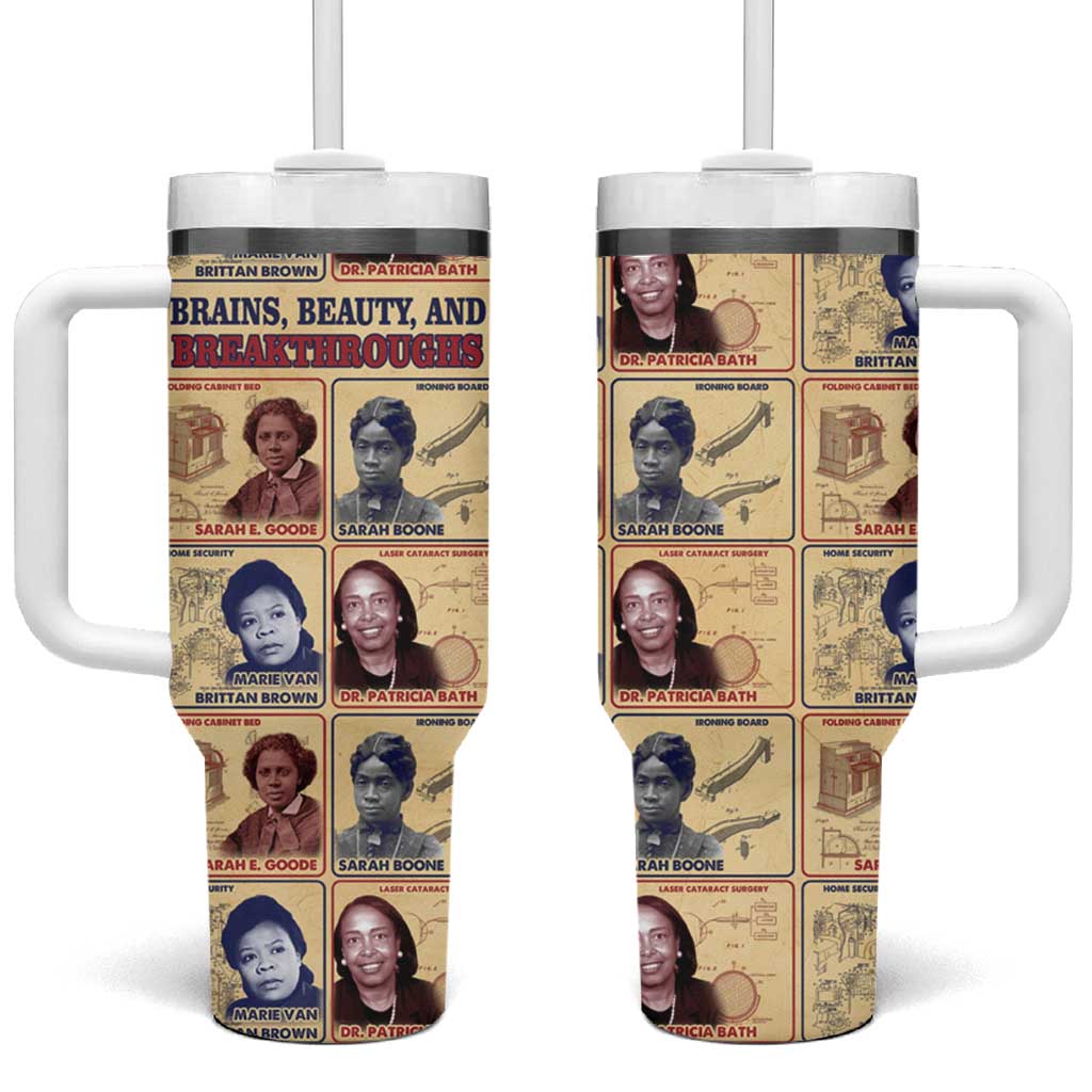 Brains Beauty And Breakthroughs Tumbler With Handle Trailblazing Black Women Inventors and Innovators - African Pride