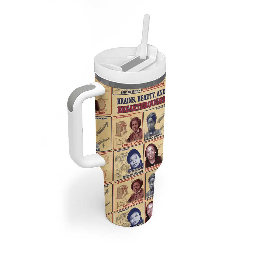 Brains Beauty And Breakthroughs Tumbler With Handle Trailblazing Black Women Inventors and Innovators - African Pride