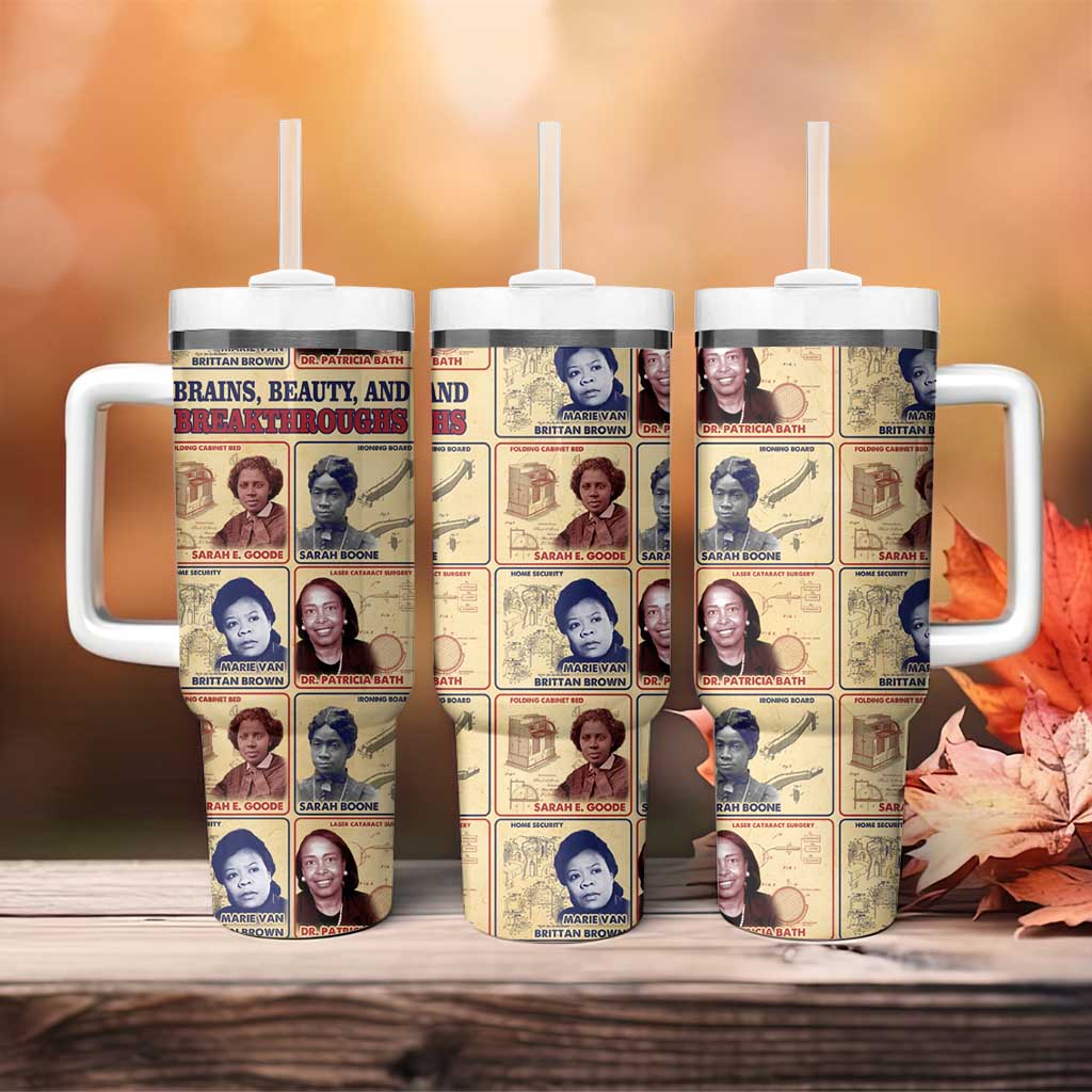 Brains Beauty And Breakthroughs Tumbler With Handle Trailblazing Black Women Inventors and Innovators - African Pride