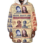 Brains Beauty And Breakthroughs Wearable Blanket Hoodie Trailblazing Black Women Inventors and Innovators - African Pride