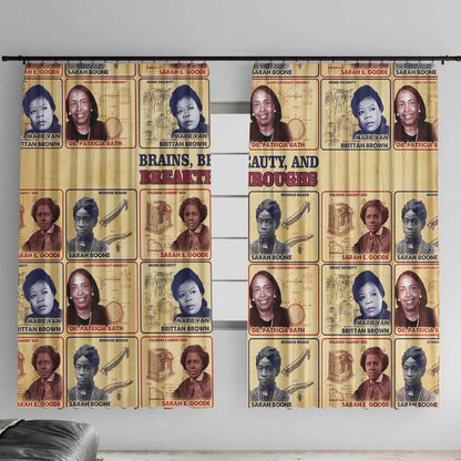 Brains Beauty And Breakthroughs Window Curtain Trailblazing Black Women Inventors and Innovators - African Pride