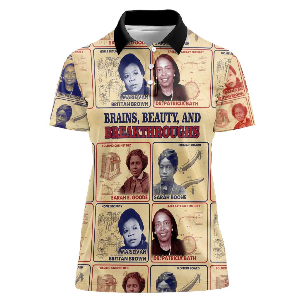 Brains Beauty And Breakthroughs Women Polo Shirt Trailblazing Black Women Inventors and Innovators - African Pride