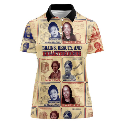 Brains Beauty And Breakthroughs Women Polo Shirt Trailblazing Black Women Inventors and Innovators - African Pride
