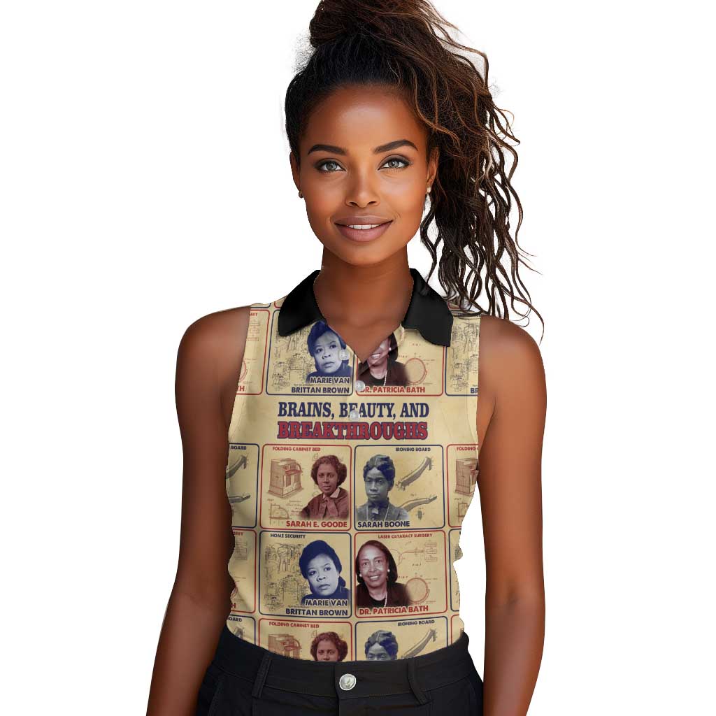 Brains Beauty And Breakthroughs Women Sleeveless Polo Shirt Trailblazing Black Women Inventors and Innovators - African Pride