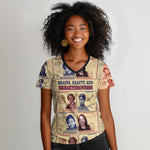 Brains Beauty And Breakthroughs Women V-Neck T-Shirt Trailblazing Black Women Inventors and Innovators - African Pride