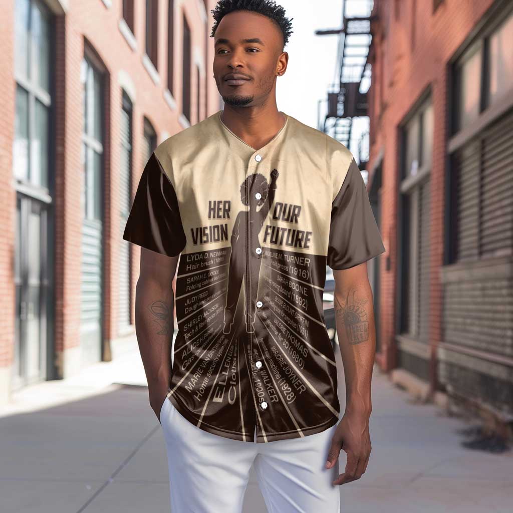 Her Vision Our Future Baseball Jersey Influential Black Women Inventors and Pioneers - African Pride