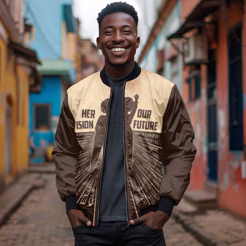 Her Vision Our Future Bomber Jacket Influential Black Women Inventors and Pioneers - African Pride