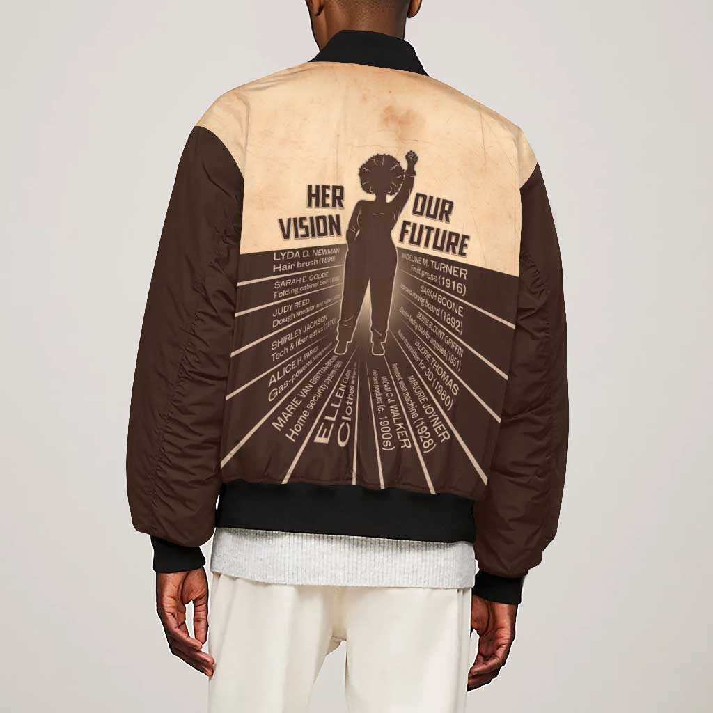Her Vision Our Future Bomber Jacket Influential Black Women Inventors and Pioneers - African Pride