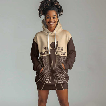Her Vision Our Future Hoodie Dress Influential Black Women Inventors and Pioneers - African Pride