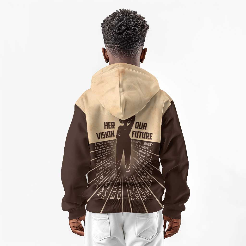 Her Vision Our Future Kid Hoodie Influential Black Women Inventors and Pioneers - African Pride