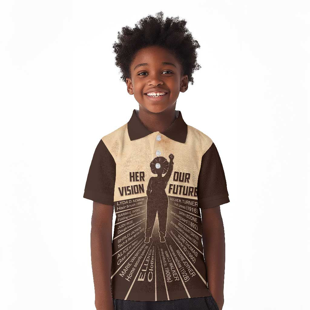 Her Vision Our Future Kid Polo Shirt Influential Black Women Inventors and Pioneers - African Pride