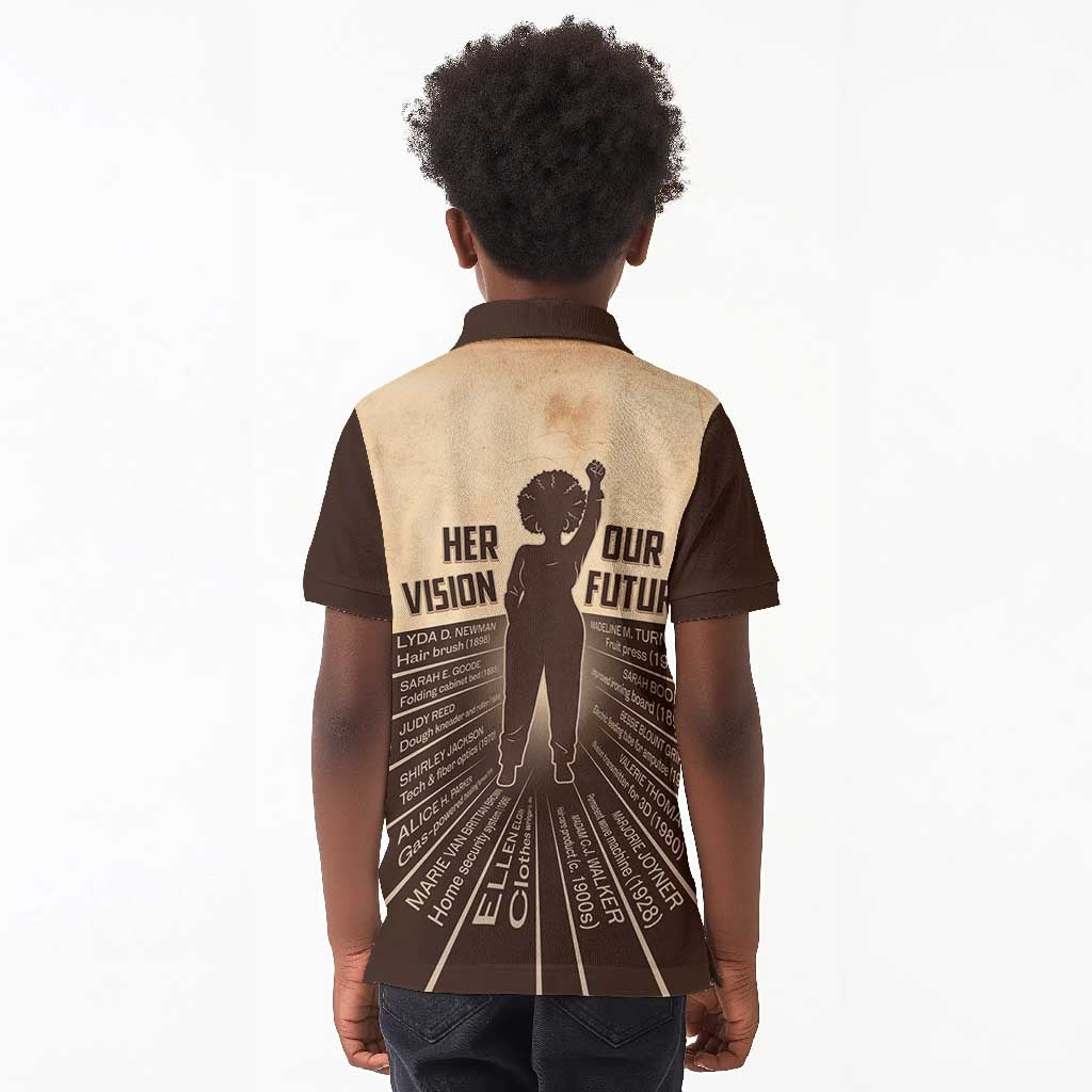 Her Vision Our Future Kid Polo Shirt Influential Black Women Inventors and Pioneers - African Pride