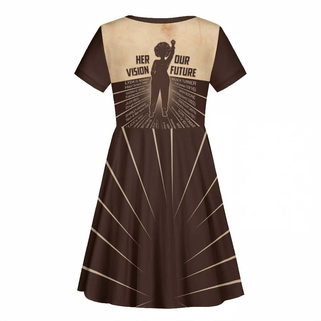 Her Vision Our Future Kid Short Sleeve Dress Influential Black Women Inventors and Pioneers - African Pride