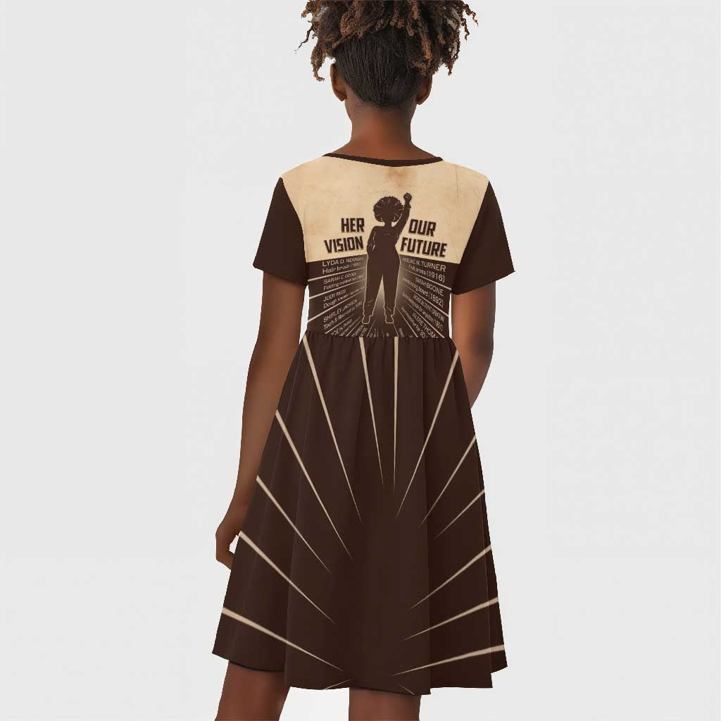 Her Vision Our Future Kid Short Sleeve Dress Influential Black Women Inventors and Pioneers - African Pride
