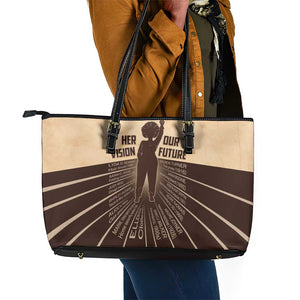 Her Vision Our Future Leather Tote Bag Influential Black Women Inventors and Pioneers - African Pride