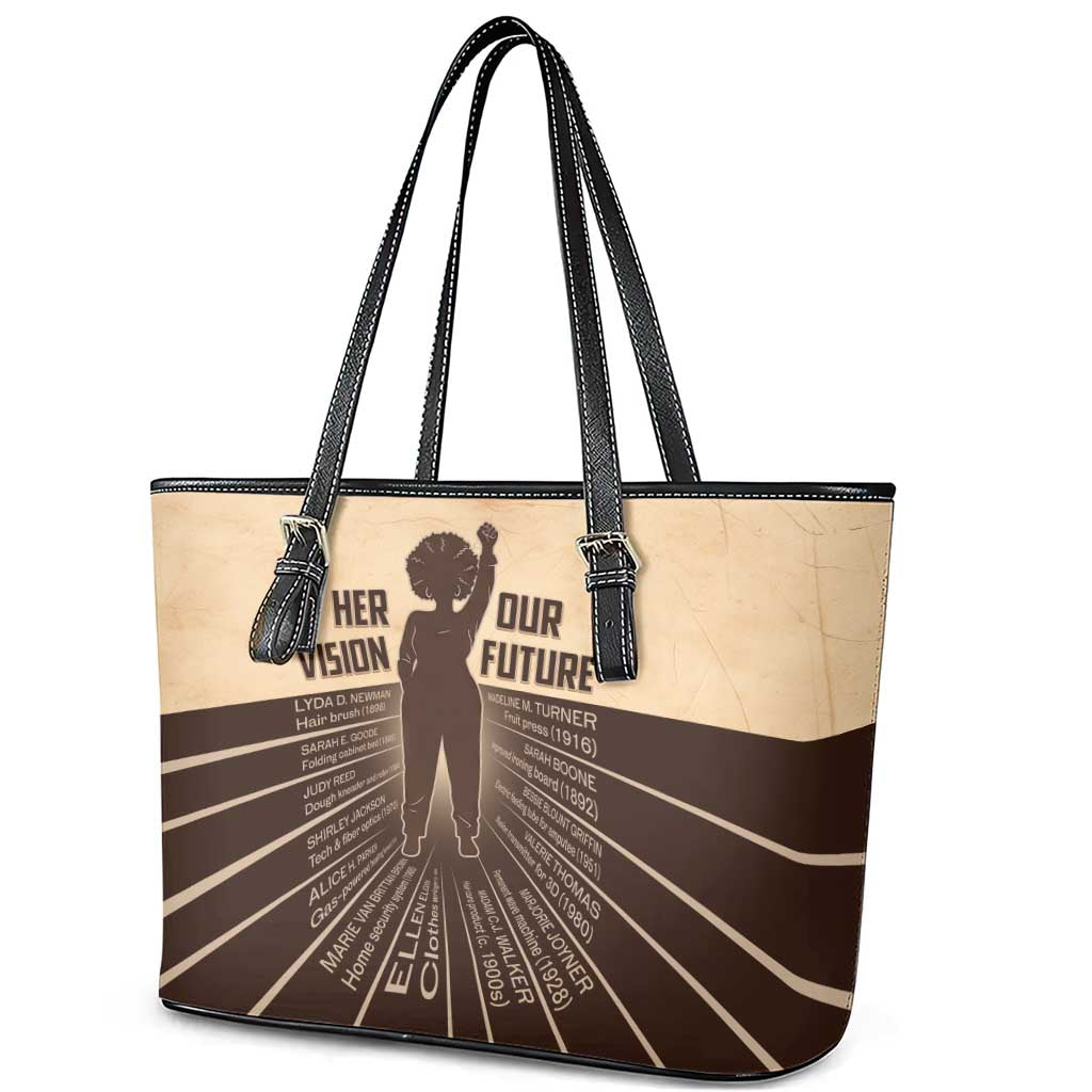 Her Vision Our Future Leather Tote Bag Influential Black Women Inventors and Pioneers - African Pride