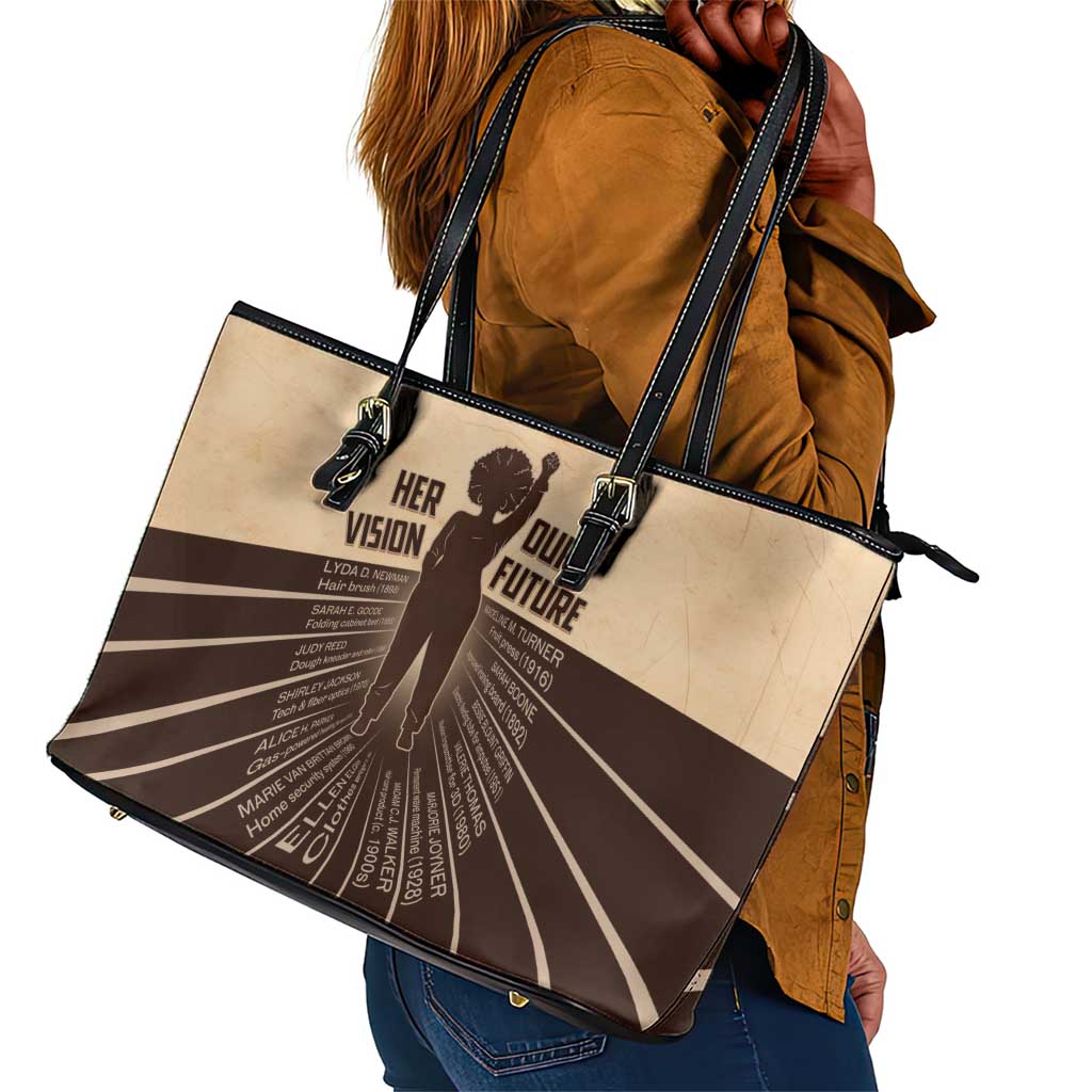 Her Vision Our Future Leather Tote Bag Influential Black Women Inventors and Pioneers - African Pride