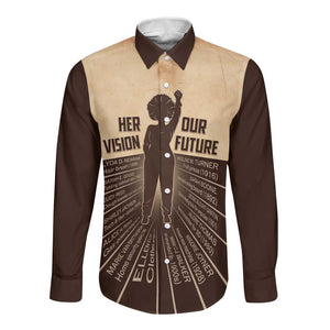 Her Vision Our Future Long Sleeve Button Shirt Influential Black Women Inventors and Pioneers - African Pride