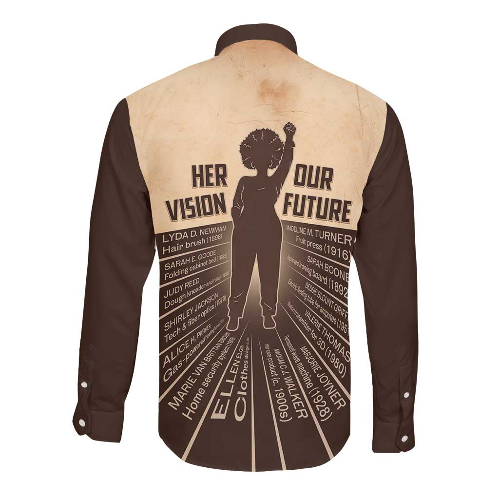 Her Vision Our Future Long Sleeve Button Shirt Influential Black Women Inventors and Pioneers - African Pride