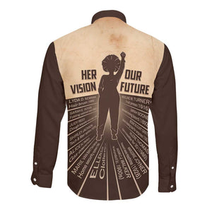 Her Vision Our Future Long Sleeve Button Shirt Influential Black Women Inventors and Pioneers - African Pride