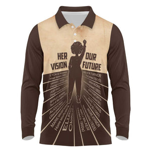 Her Vision Our Future Long Sleeve Polo Shirt Influential Black Women Inventors and Pioneers - African Pride
