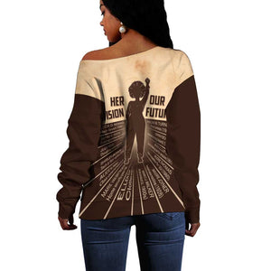 Her Vision Our Future Off Shoulder Sweater Influential Black Women Inventors and Pioneers - African Pride