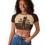 Her Vision Our Future Raglan Cropped T shirt Influential Black Women Inventors and Pioneers - African Pride